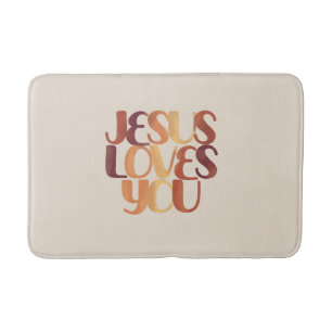 Tapis De Bain Conception de typographie chrétienne Jésus aime 