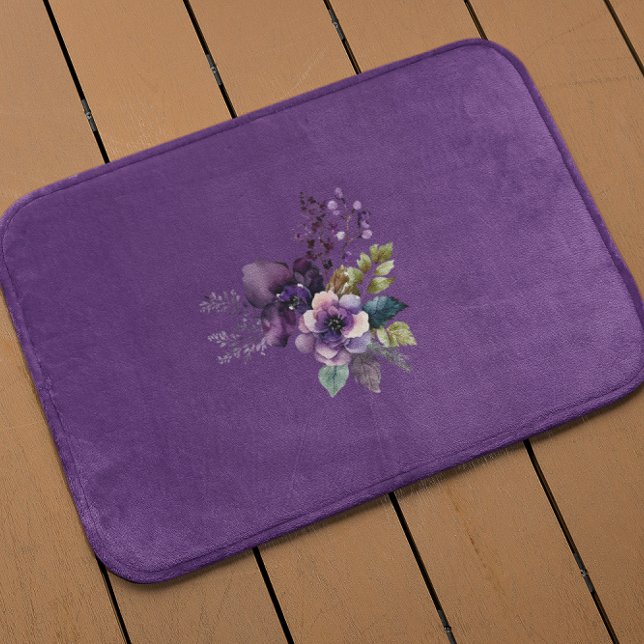 Tapis De Bain Conception florale violette violet (Créateur téléchargé)