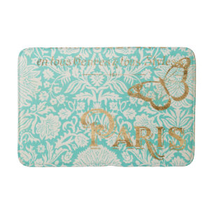Tapis De Bain Conception vintage d'or de Paris avec le papillon