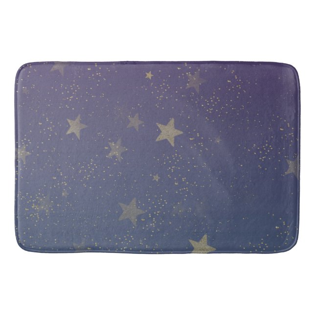 Tapis De Bain Confetti violet Gold Stars (Devant)