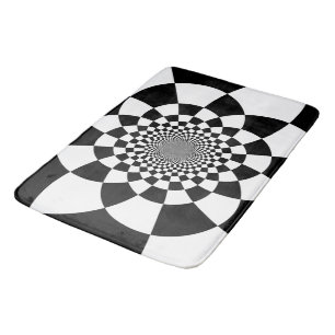 Tapis De Bain Contrôleurs hyper abstraits de tuiles noirs et