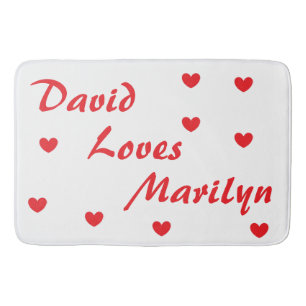 Tapis De Bain Cool blanc & rouge avec les coeurs