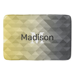 Tapis De Bain Cool gris jaune Ombre motif géométrique Monogramme