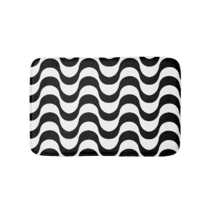 Tapis De Bain Copacabana motif noir et blanc