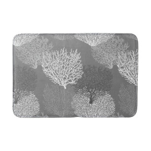 Tapis De Bain Copie de corail de fan, nuances du gris argenté/du