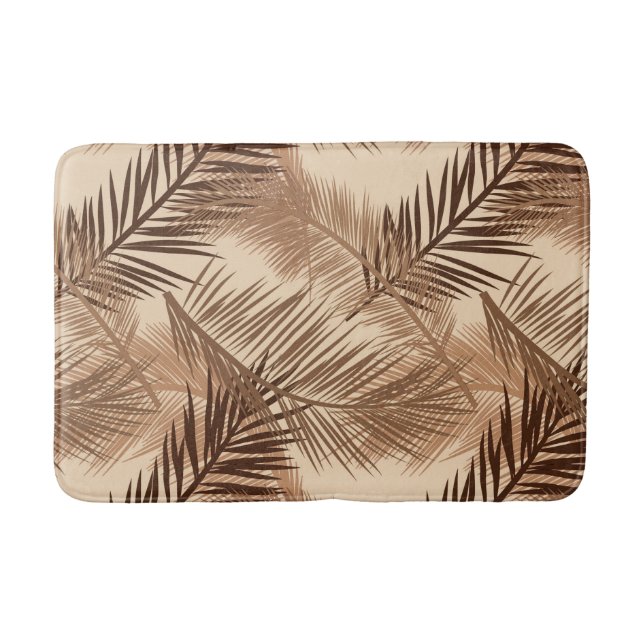 Tapis De Bain Copie en feuille de palmier, brun foncé, Tan et (Devant)