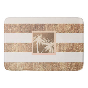 Tapis De Bain Copper & Cream Palmiers Tropicaux Sparkle Chic