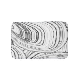 Tapis De Bain Coquillages Abstraits modernes gris, blanc et noir