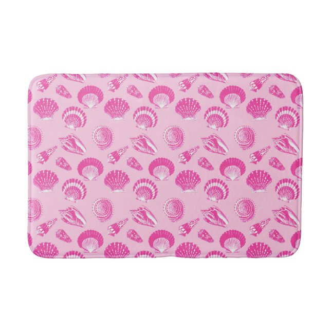 Tapis De Bain Coquillages - Fuchsia rose et blanc (Devant)