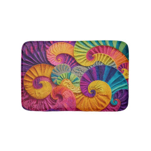Tapis De Bain Coquilles chromatiques : Mosaïque spirale vibrante