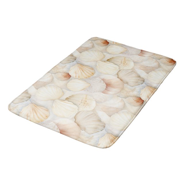 Tapis De Bain Coquilles de Mer Crème Sable Plage Ivoire  (Angle)
