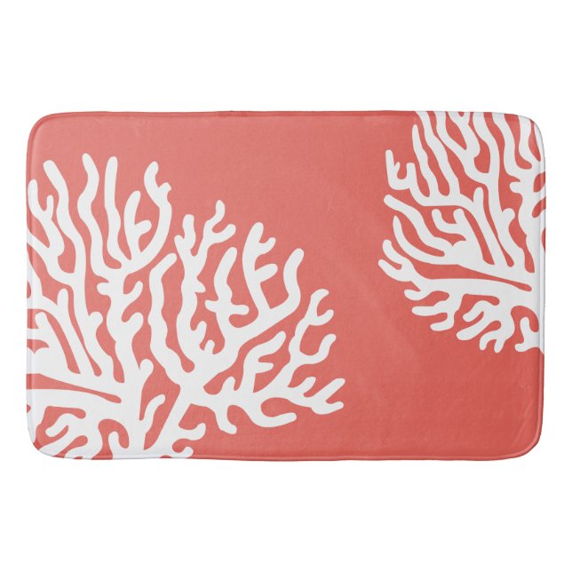 Tapis De Bain Corail de mer blanche et rose côtiers de corail (Devant)
