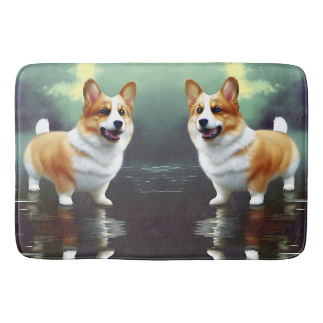 Tapis De Bain Corgi dans l'eau (Devant)
