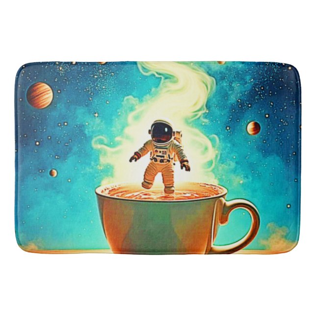 Tapis De Bain Cosmic Brew: Astronaut's Coffee Dream (Devant)