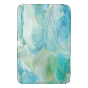 Tapis De Bain Côte tropicale Turquoise Abstraite Gemstone