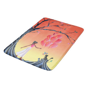 Tapis De Bain Coucher de soleil Ballerina et Chat