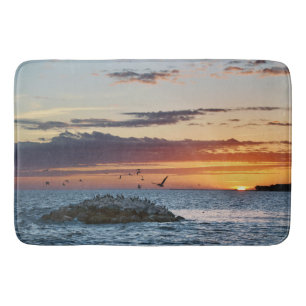 Tapis De Bain Coucher de soleil sur le rocher pélican, île Dauph