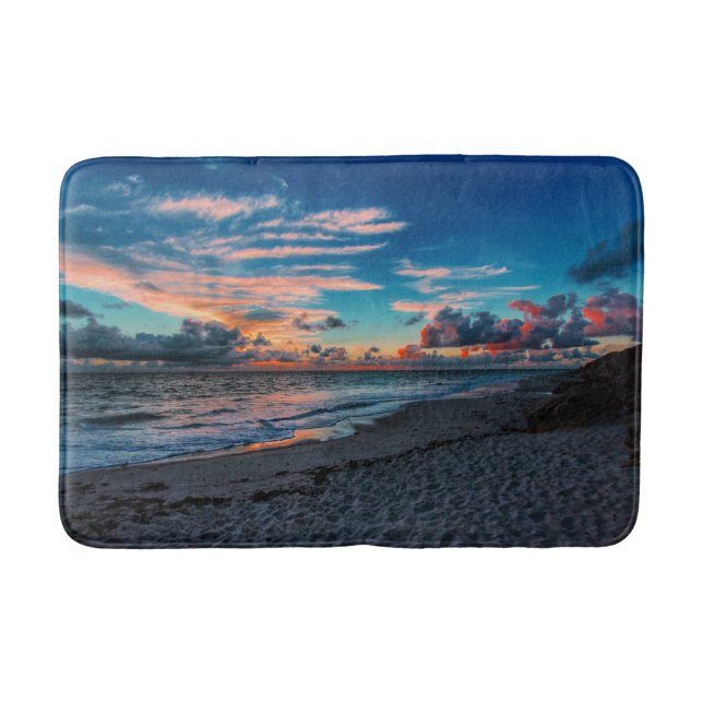 Tapis De Bain Coucher du soleil tropical d'océan de plage (Devant)