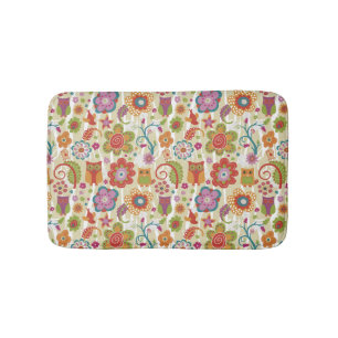 Tapis De Bain Couleur florale et hibou