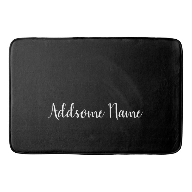 Tapis De Bain Couleur solide Moderne Noir de base Monogramme (Devant)