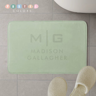 Tapis De Bain Couleur Vert Mousse Pâle Lumière Douce Solide