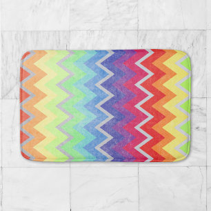 Tapis De Bain Couleurs colorées Chevron Cute arc-en-ciel Texture
