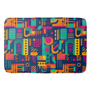 Tapis De Bain Couleurs néon Abstraites et formes bohèmes géométr