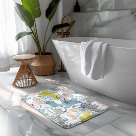 Tapis De Bain Couleurs pastel Palm feuilles et formes organiques