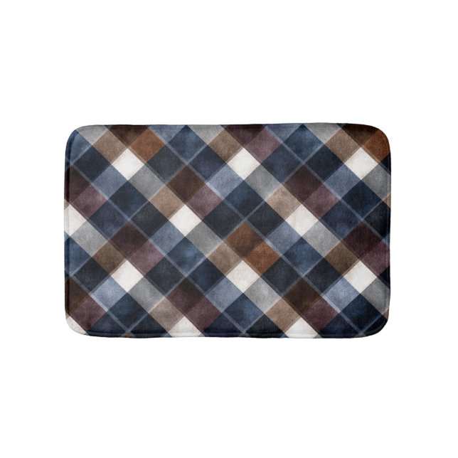 Tapis De Bain Country Blue Red White Grey Squares   (Devant)