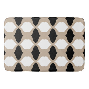 Tapis De Bain Courbes douces Motif - Taupe, noir et blanc