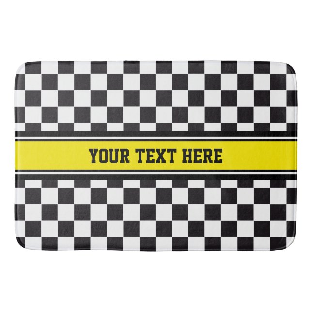 Tapis De Bain Course de voiture / Motif d'échecs + votre backgr. (Devant)