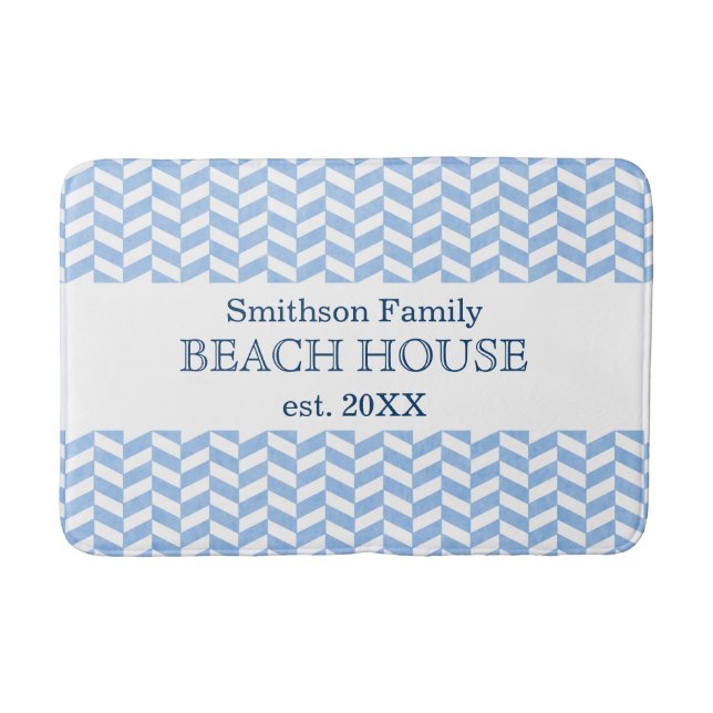 Tapis De Bain Coutume blanche bleue en arête de poisson de (Devant)