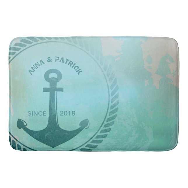 Tapis De Bain Coutume nautique de mariage de rétro Ancre (Devant)