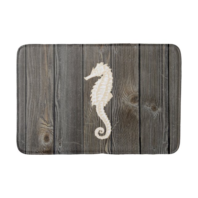 Tapis De Bain Couverture en bois vintage de Bath d'hippocampe (Devant)