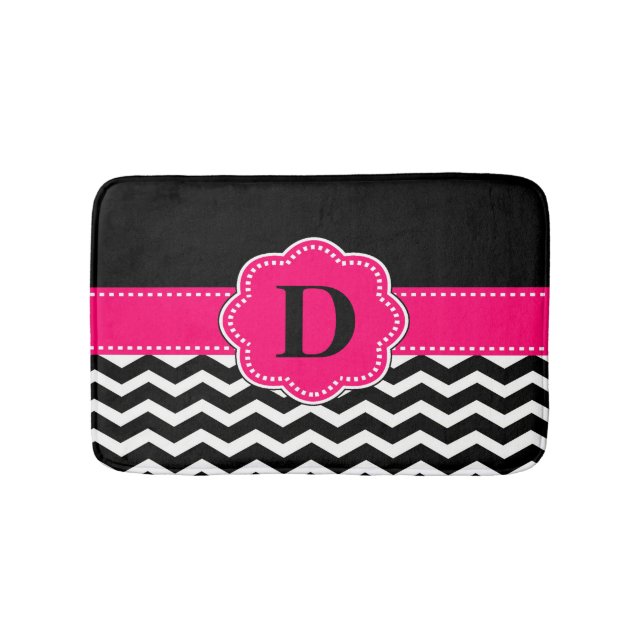 Tapis De Bain Couverture noire de Chevron de roses indien (Devant)