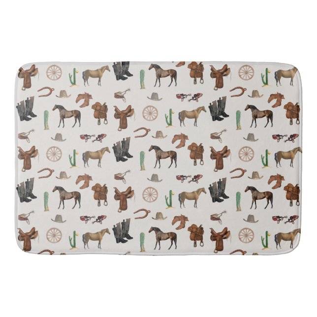Tapis De Bain Cowboy Cowgirl Western Rodeo Pays Motif (Devant)