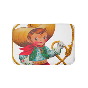 Tapis De Bain Cowboy Retro Boy Child Cute Western