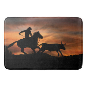 Tapis De Bain Cowboy Roping a Steer Bathmat