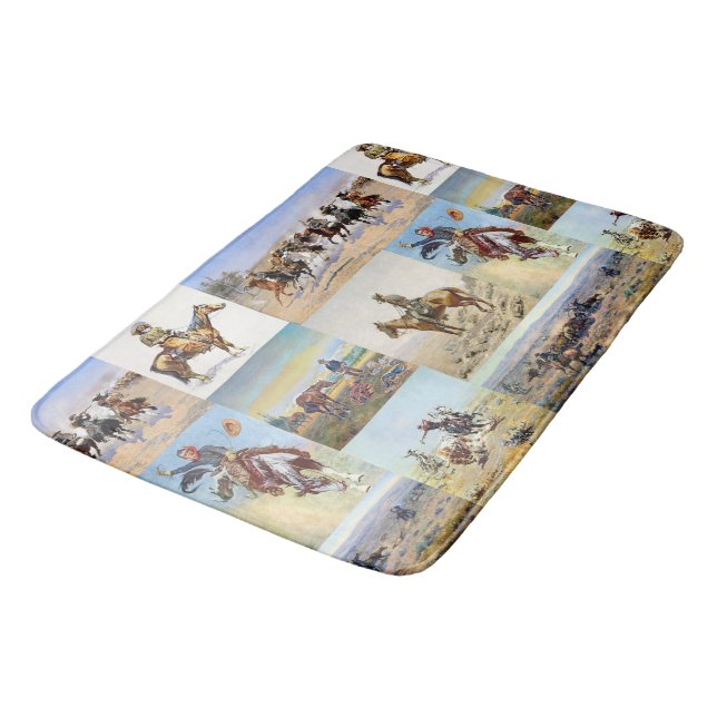 Tapis De Bain Cowboy Western Art Populaire (Angle)