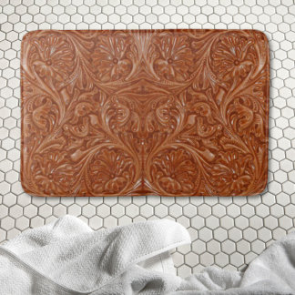 Tapis De Bain cowboy western country motif à outils cuir