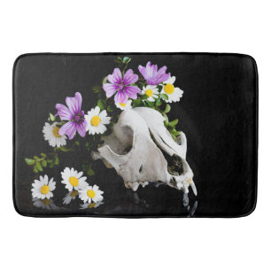 Tapis De Bain Crâne animal avec une couronne de fleur sauvage