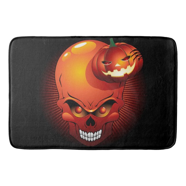Tapis De Bain Crâne d'Halloween et Citrouille (Devant)