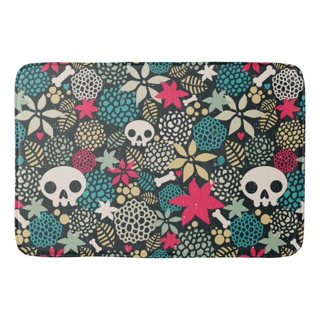 Tapis De Bain Crâne en fleurs (Devant)
