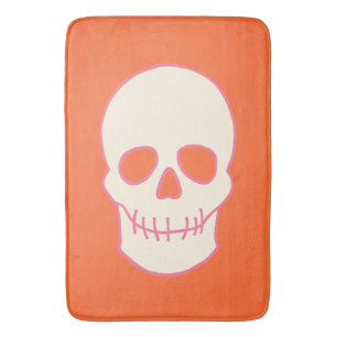 Tapis De Bain Crâne en rose, orange et crème