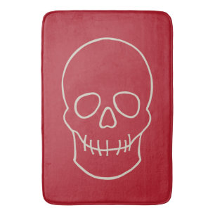 Tapis De Bain Crâne - rouge sang et blanc os