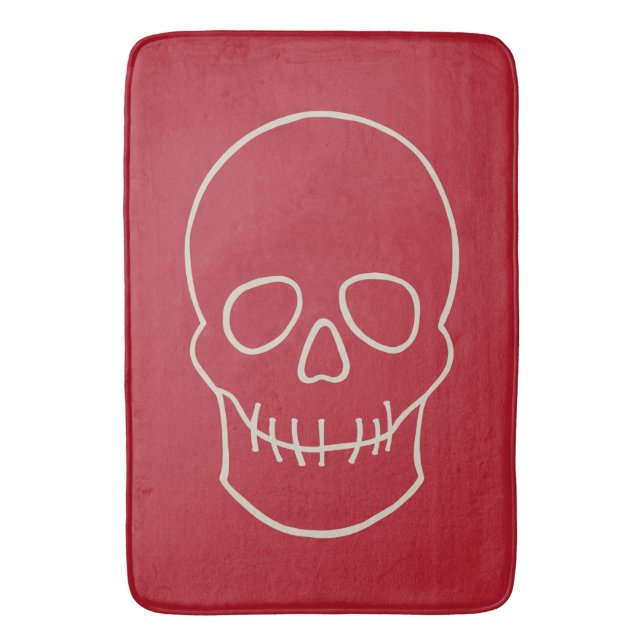 Tapis De Bain Crâne - rouge sang et blanc os (devant Vertical)