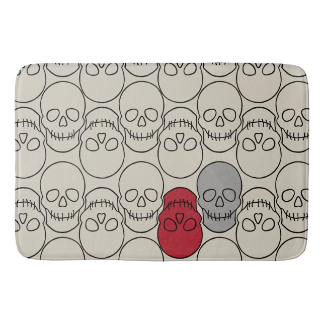 Tapis De Bain Crânes - Bone White et Bat Black (Devant)