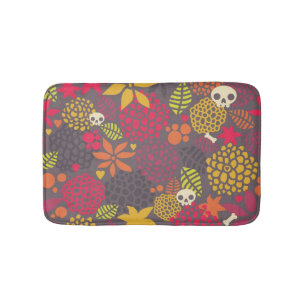 Tapis De Bain Crânes et fleurs