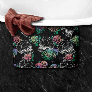 Tapis De Bain Crânes et Roses Ombre Gothique Glam Pastel Grung