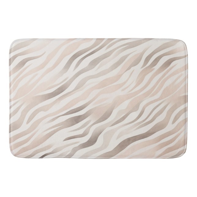Tapis De Bain Crème rose Beige Zebra Poster de animal (Devant)